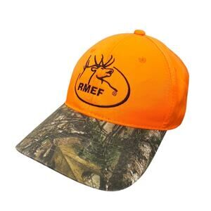 RMEF Rocky Mountain Elk Camo Baseball Cap Orange‎ Realtree Xtra Camouflage Hat